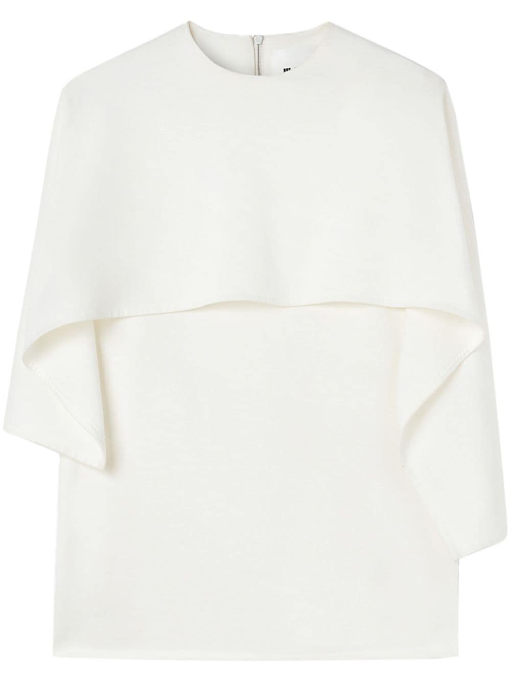 Jil Sander White Cotton Layered T-Shirt with Zip Detail image 0