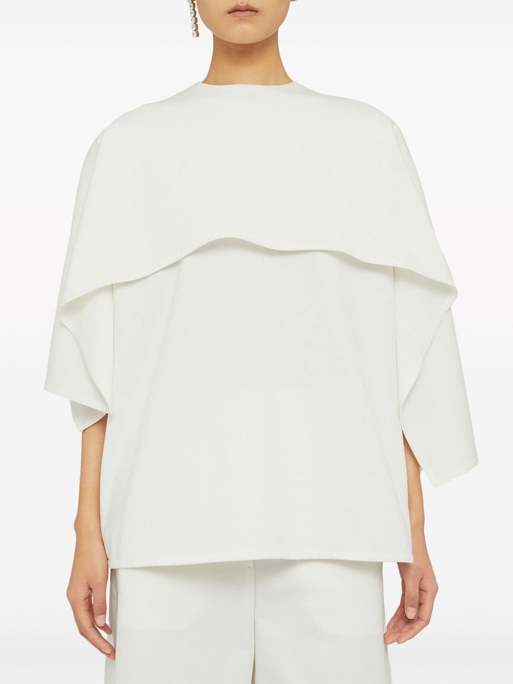 Jil Sander White Cotton Layered T-Shirt with Zip Detail image 1