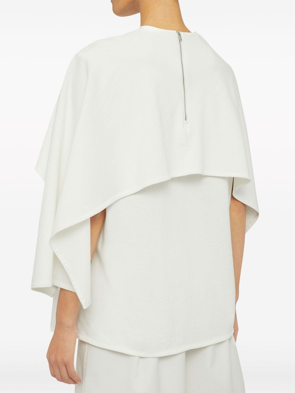 Jil Sander White Cotton Layered T-Shirt with Zip Detail image 4