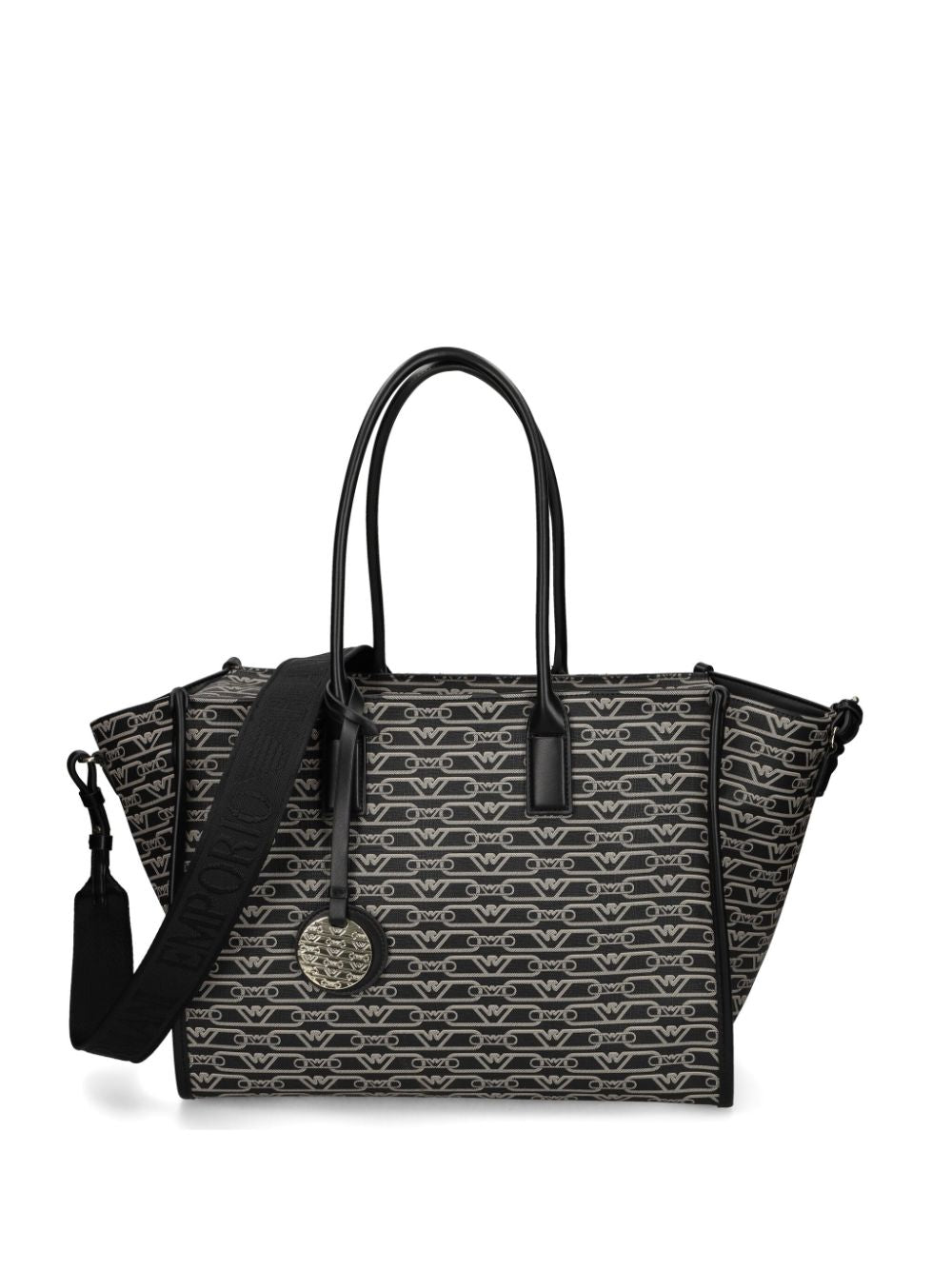 Emporio Armani Black Jacquard Logo Tote Bag image 0