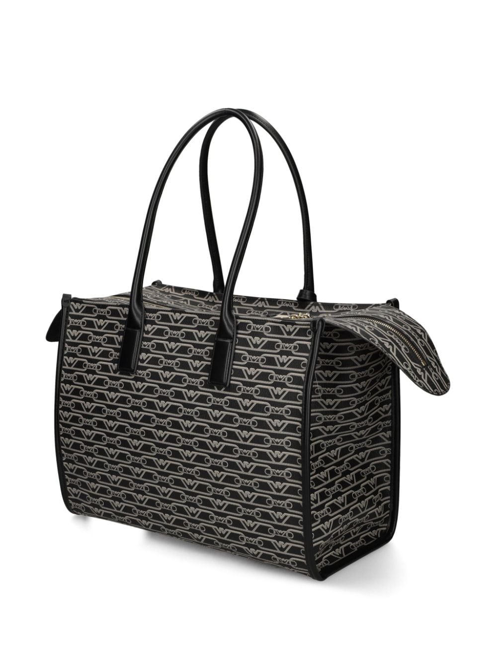 Emporio Armani Black Jacquard Logo Tote Bag image 3