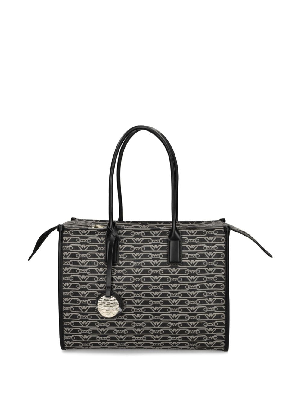 Emporio Armani Black Jacquard Logo Tote Bag image 4