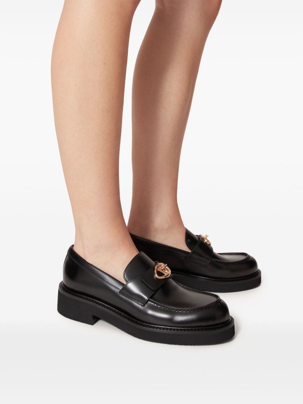 Valentino Garavani Black Leather Flat Shoes image 1