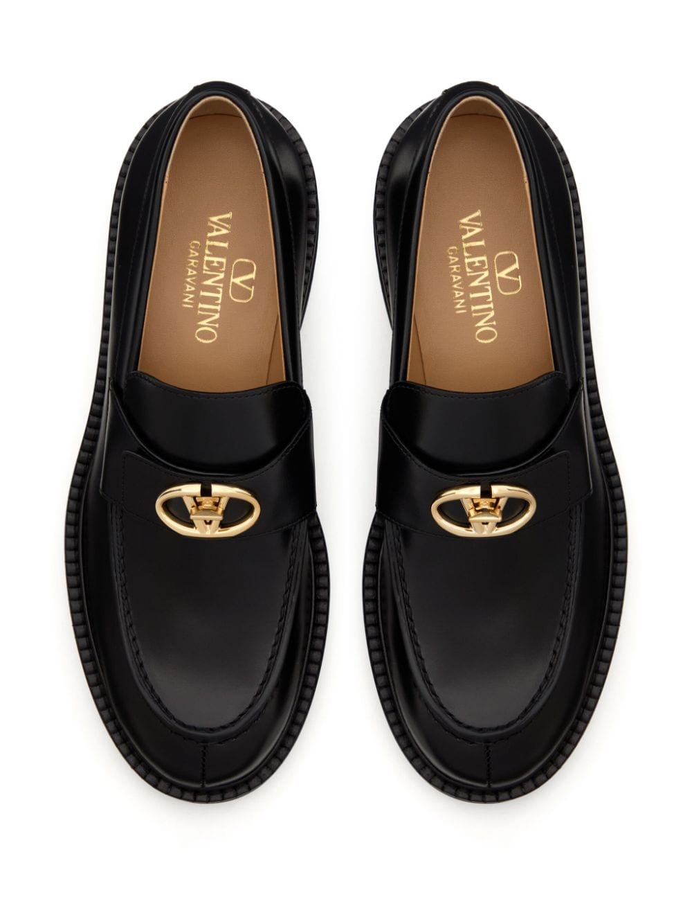 Valentino Garavani Black Leather Flat Shoes image 3