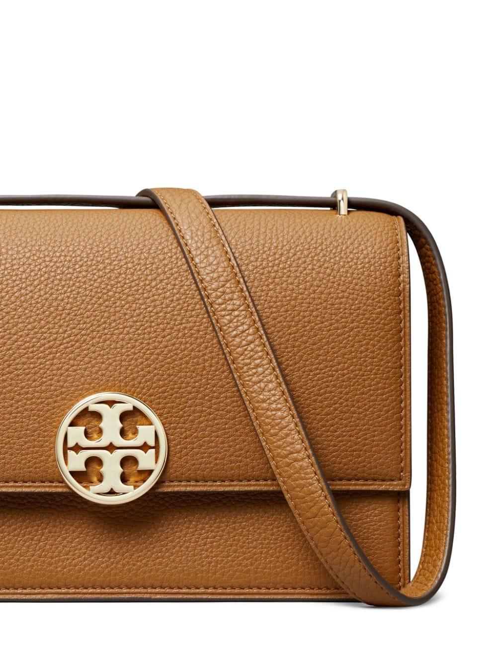 Tory Burch Brown Leather Shoulder Bag with Gold Logo image 1