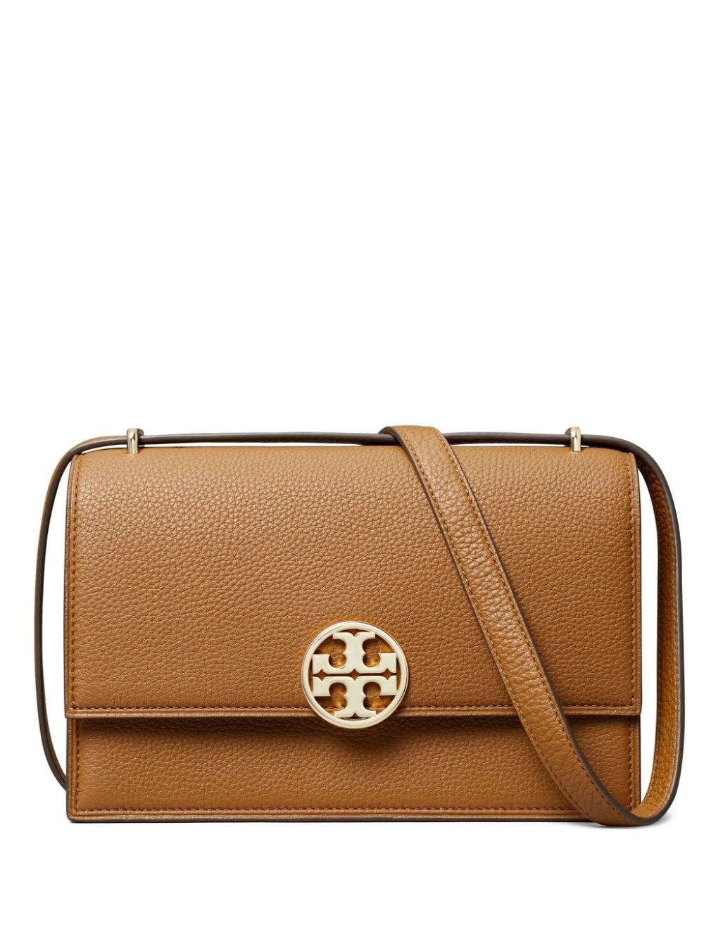 Tory Burch Brown Leather Shoulder Bag with Gold Logo image 0