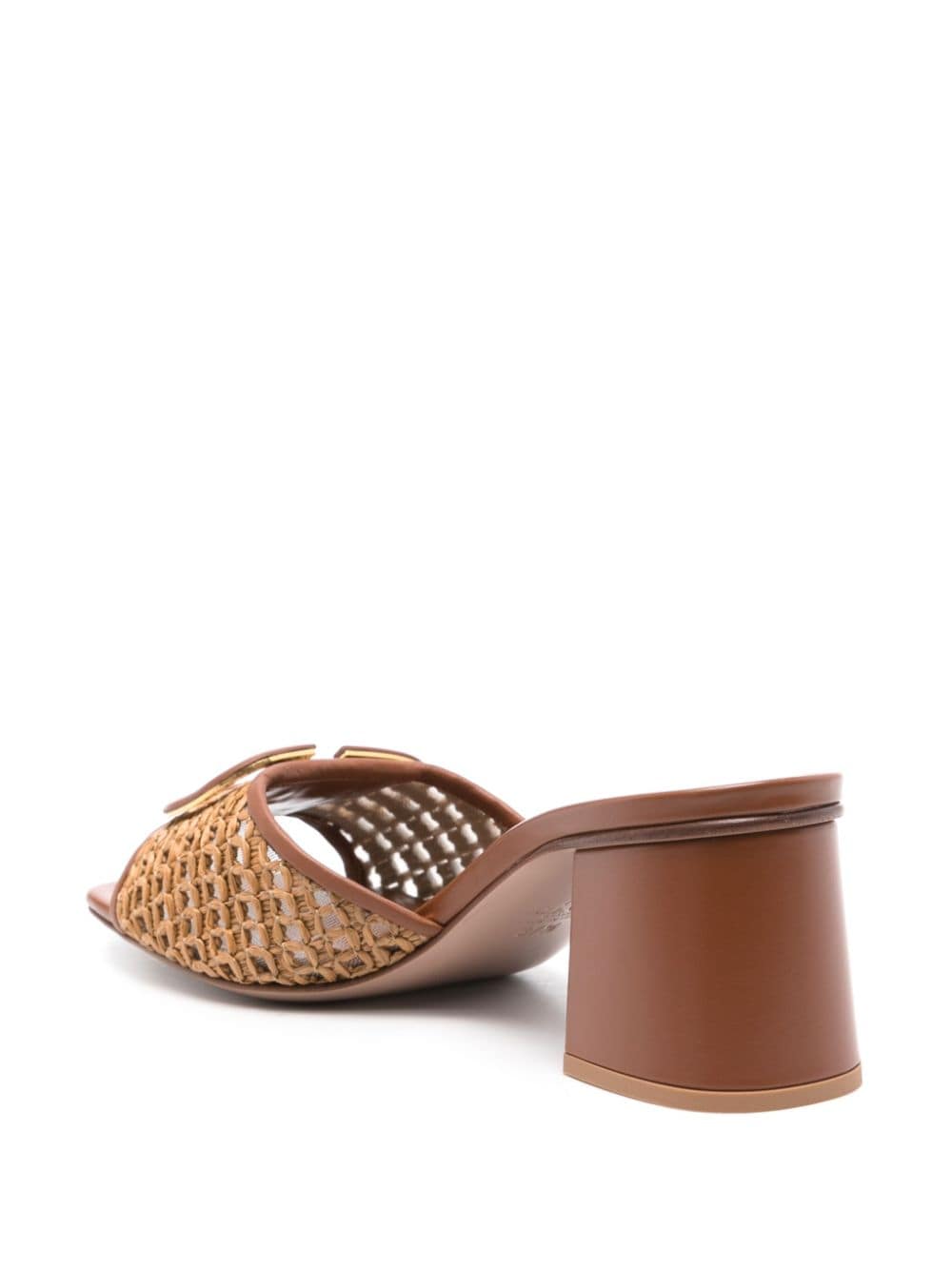 Valentino Garavani Brown Leather & Straw Sandals image 3