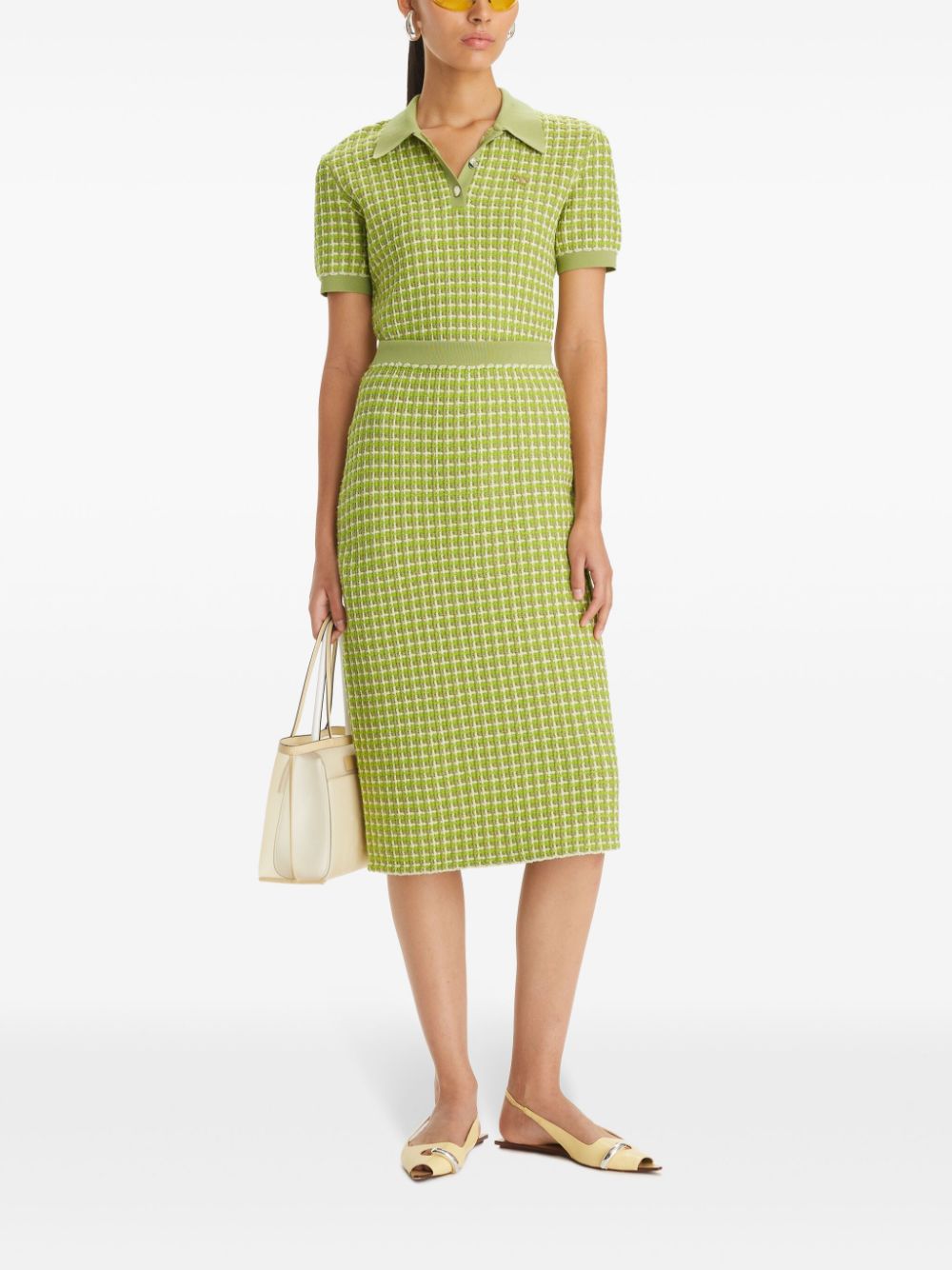 Tory Burch Green Jacquard Knit Pencil Skirt image 1