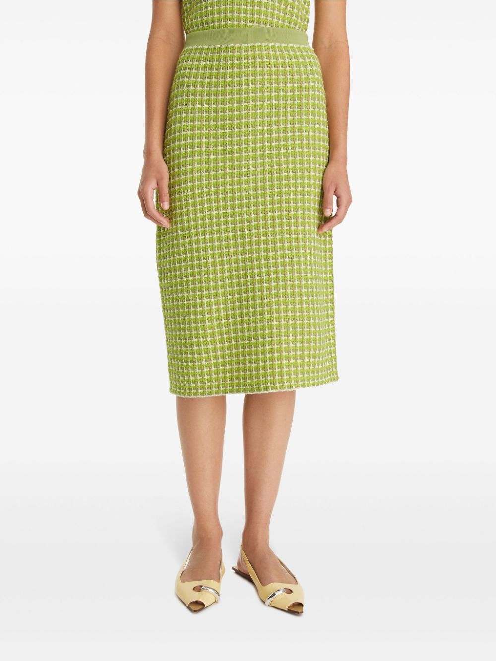 Tory Burch Green Jacquard Knit Pencil Skirt image 3