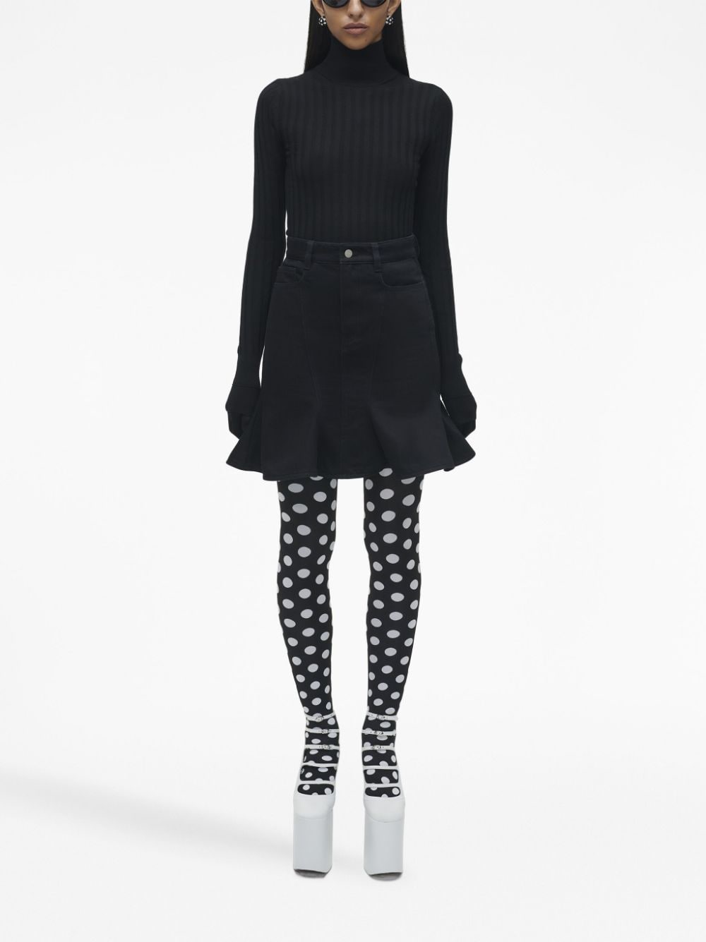 Marc Jacobs Black Cotton High Waist Flared Skirt image 1