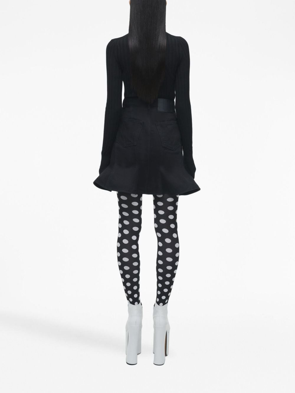 Marc Jacobs Black Cotton High Waist Flared Skirt image 2