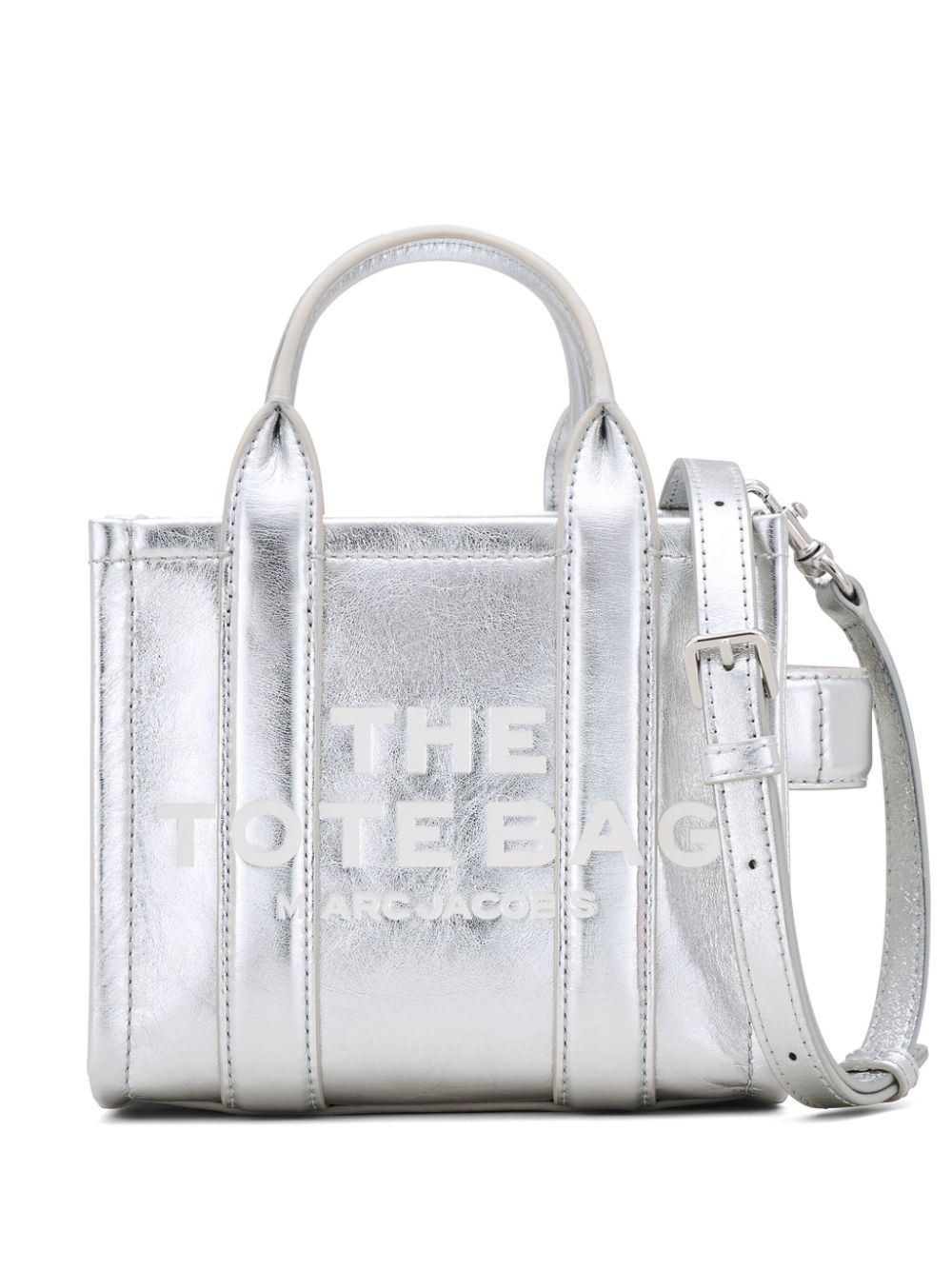 Marc Jacobs Silver-Tone Leather Shoulder Bag with Debossed Logo image 0