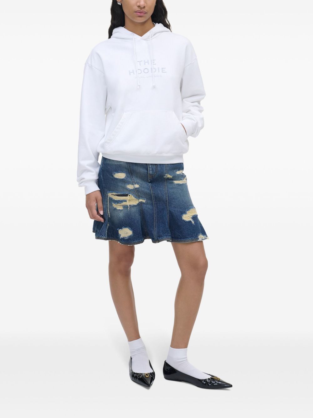 Marc Jacobs White Cotton Hoodie with Embroidered Logo image 6