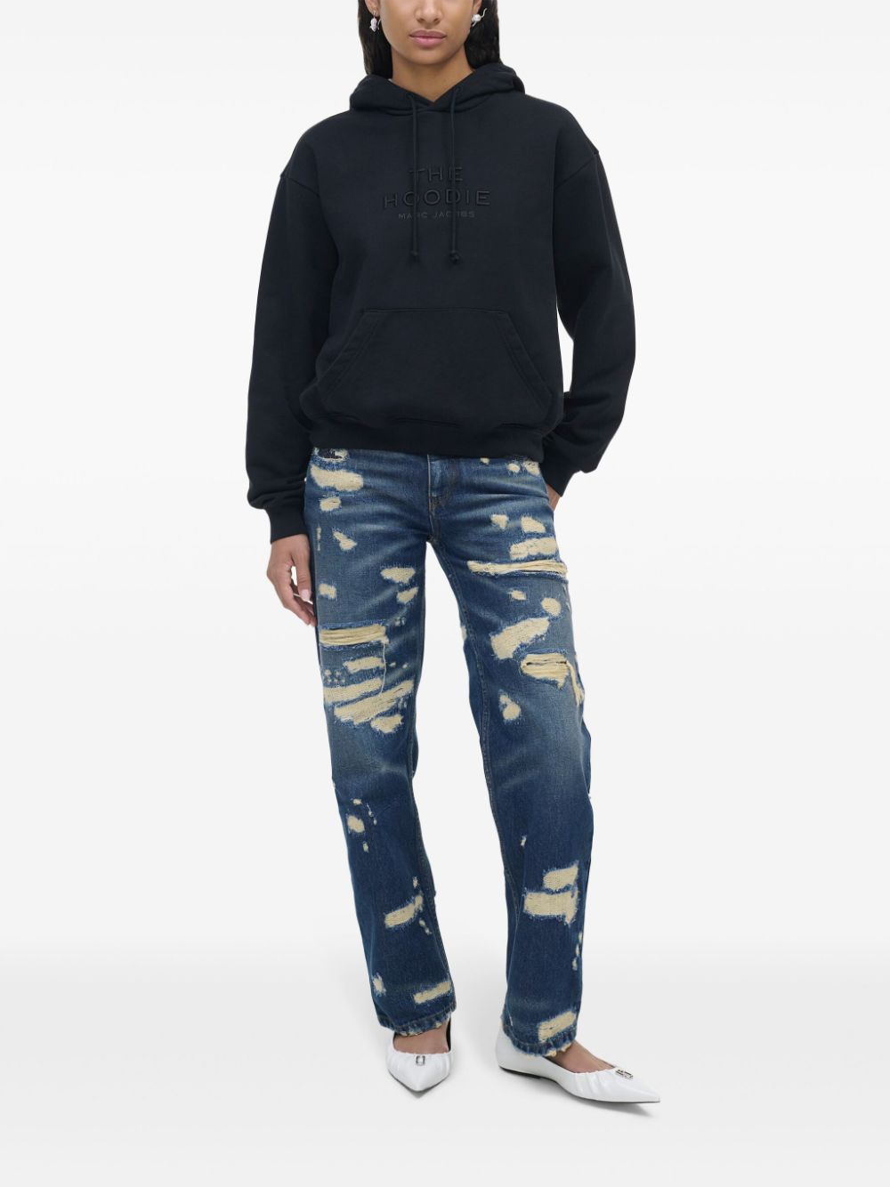 Marc Jacobs Black Cotton Hoodie with Embroidered Logo image 3