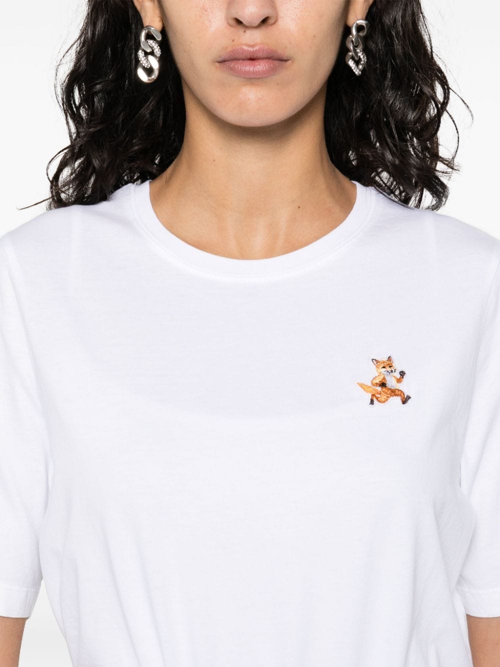 Maison Kitsune White T-Shirt with Speedy-Fox Applique image 1