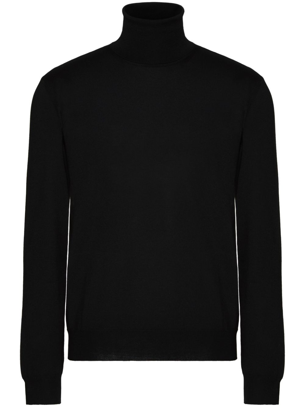 Valentino Black Virgin Wool Ribbed Knit Roll Neck Sweater image 0