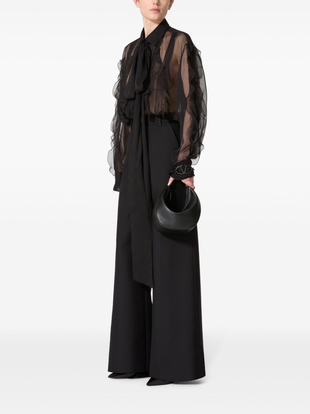 Valentino Black Virgin Wool-Silk Trousers image 3