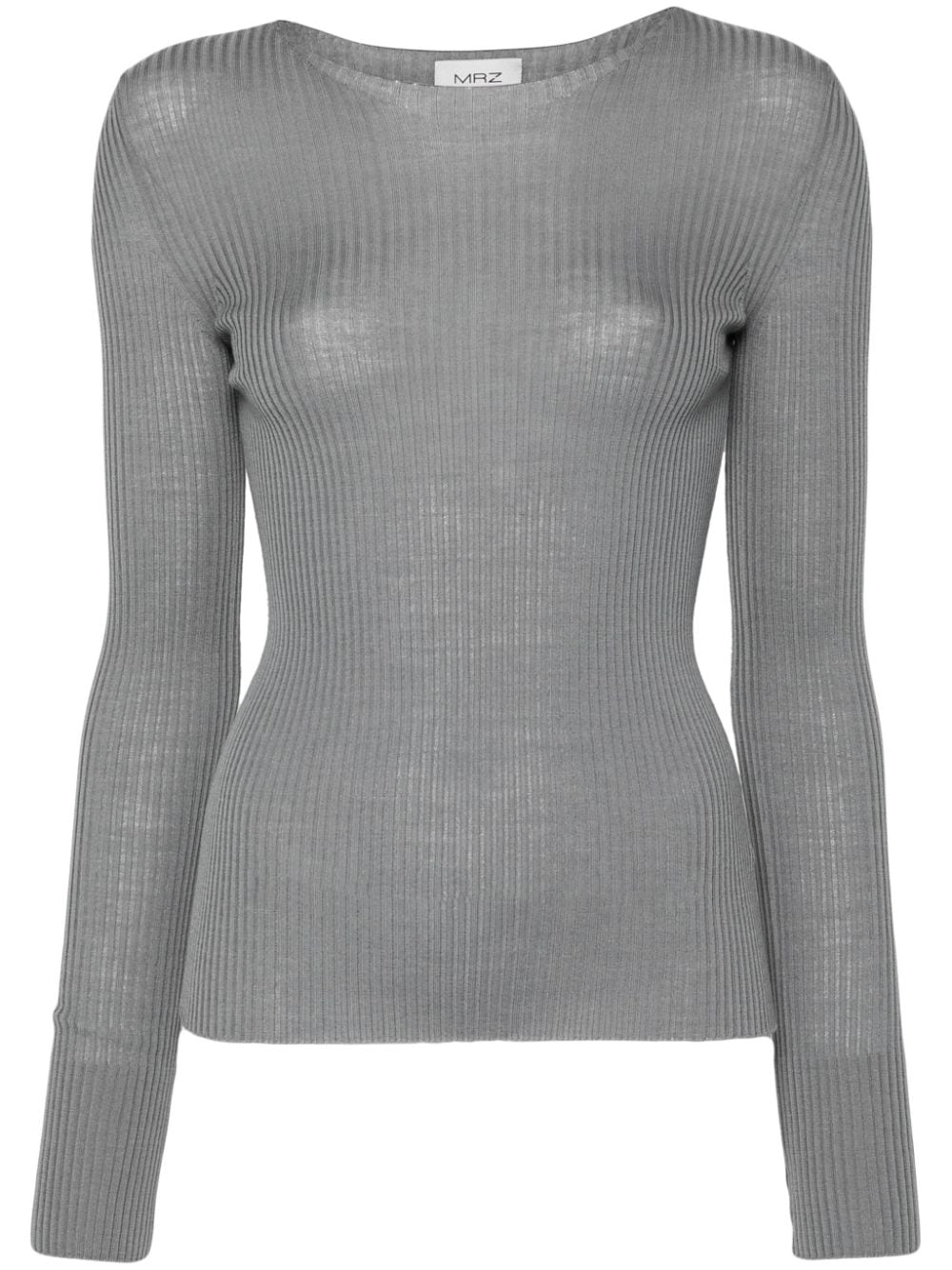 MRZ Grey Ribbed Knit Crew Neck Sweater image 0