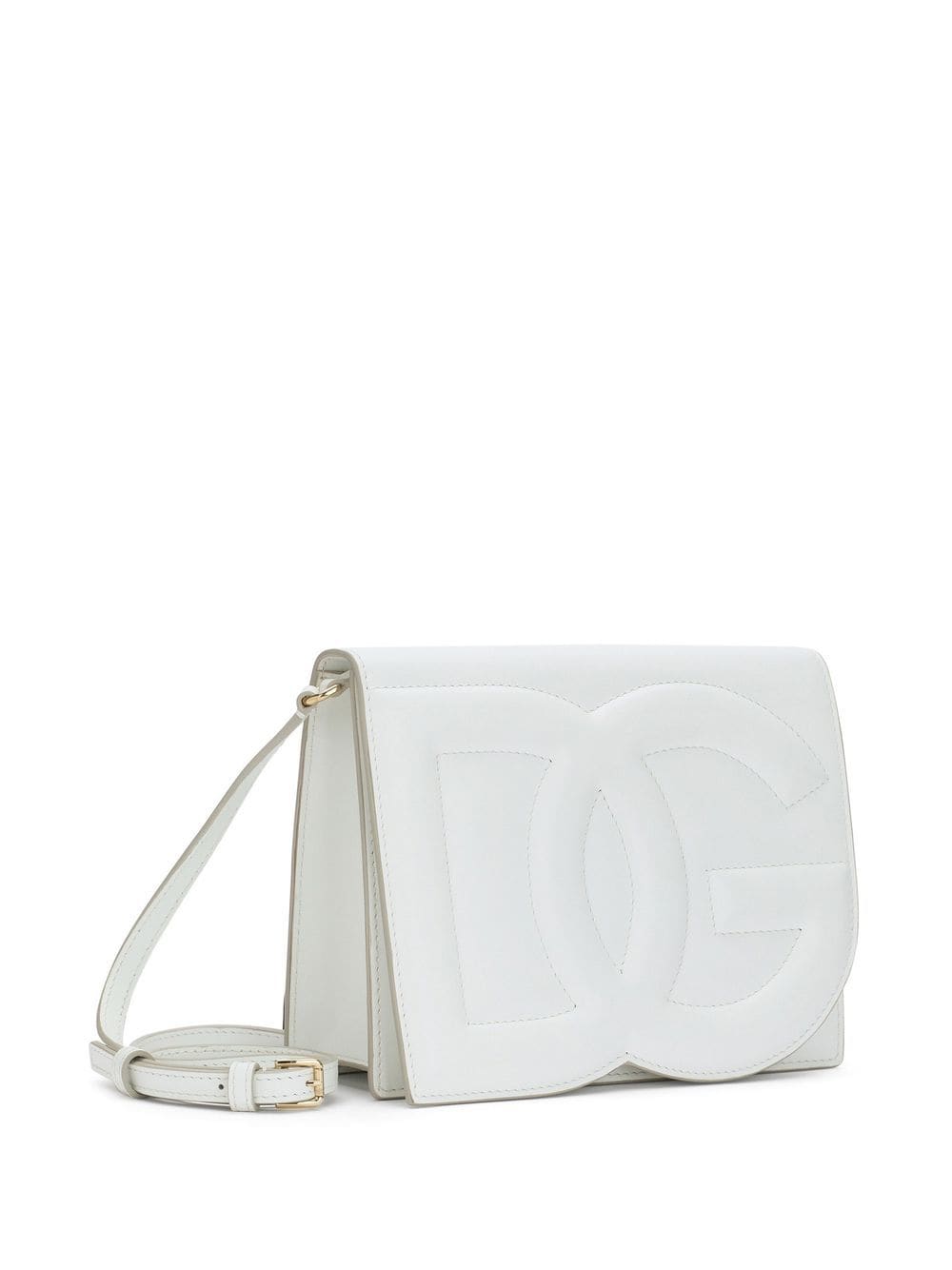 Dolce & Gabbana Embossed Logo White Calf Leather Shoulder Bag image 2