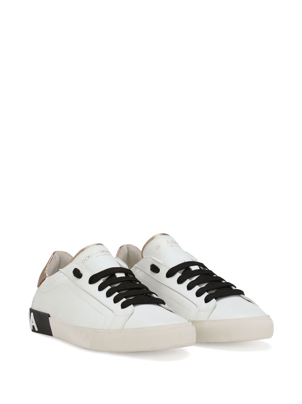 Dolce & Gabbana White Logo-Embossed Leather Sneakers image 2