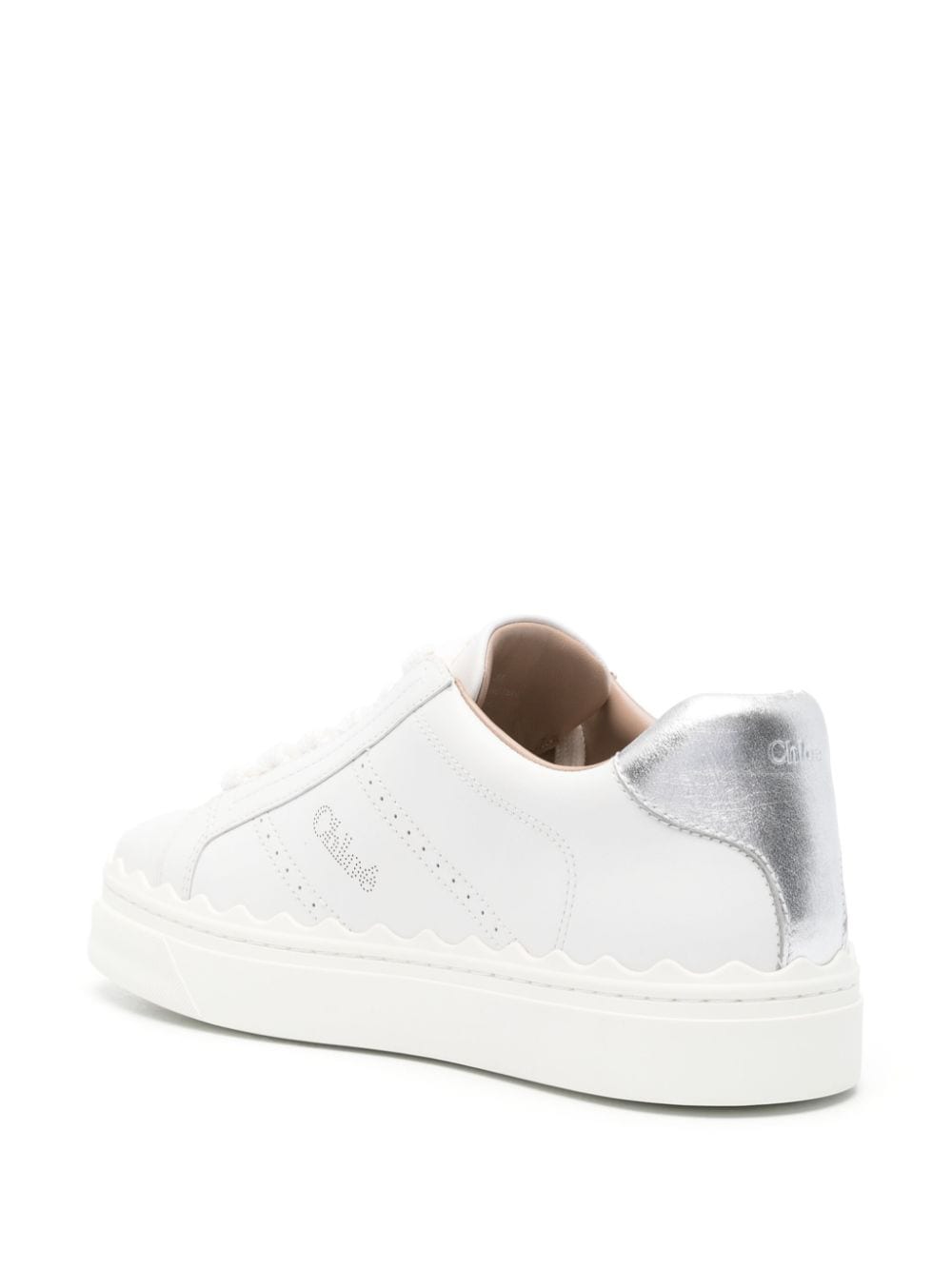 Chloè White Leather Sneakers with Scallop Detail image 2