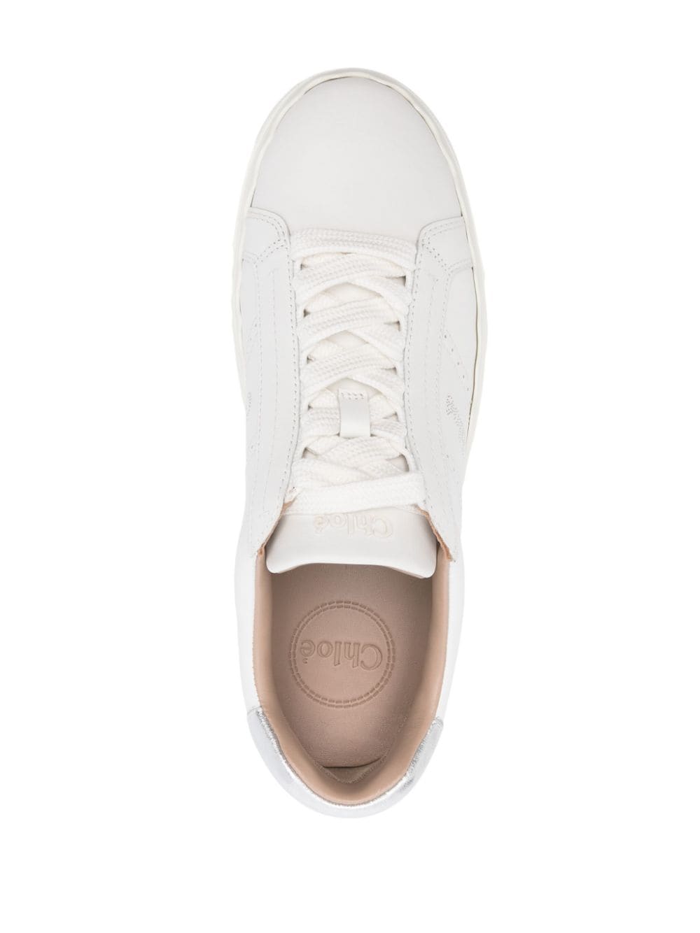 Chloè White Leather Sneakers with Scallop Detail image 3