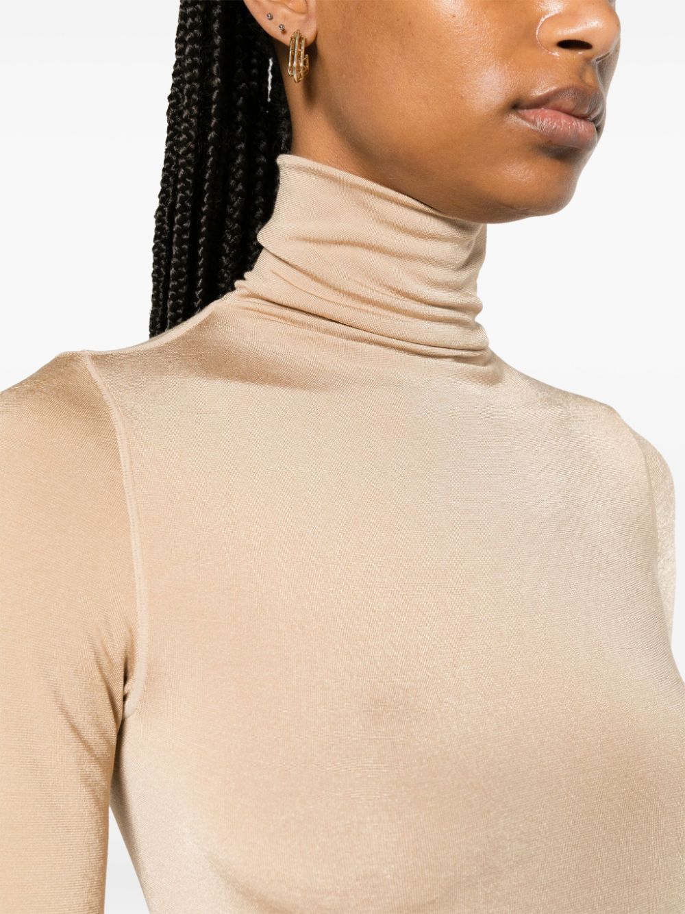 Wolford Beige Stretch Jersey Roll Neck Top image 1