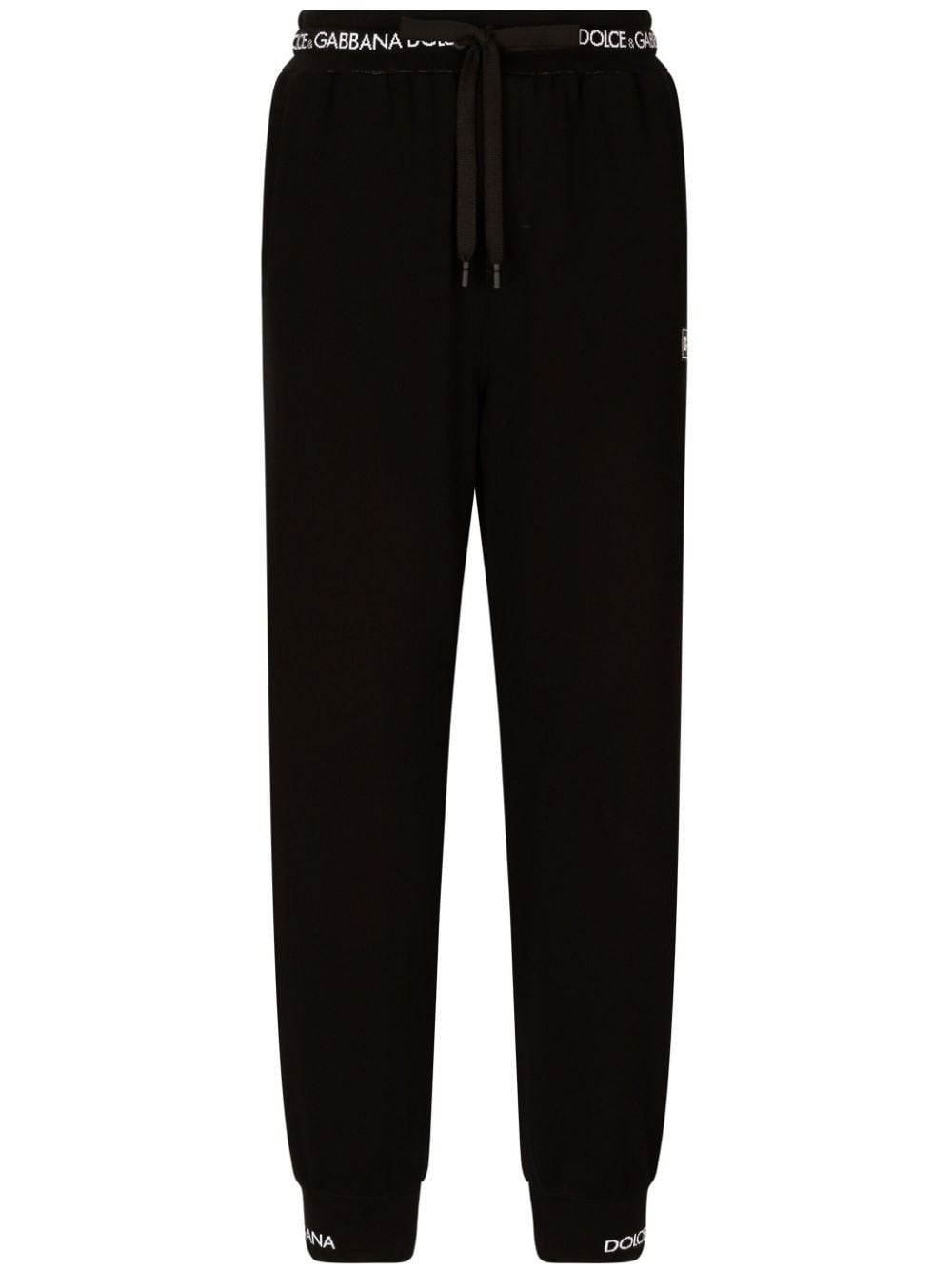 Dolce & Gabbana Black Cotton Blend Logo Waistband Trousers image 0