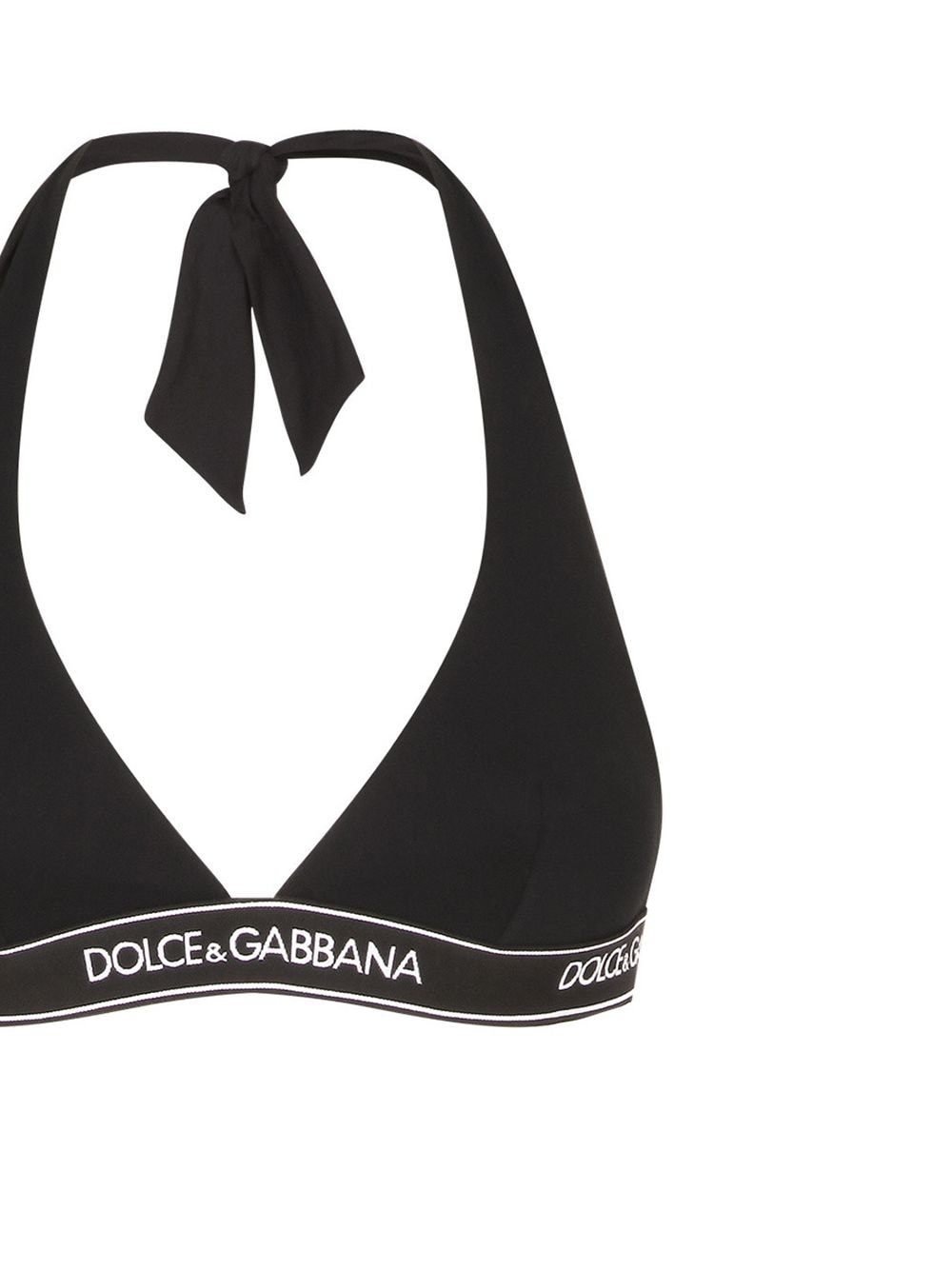 Dolce & Gabbana Black Halter Neck Swimsuit with Logo Tape Detailing image 1