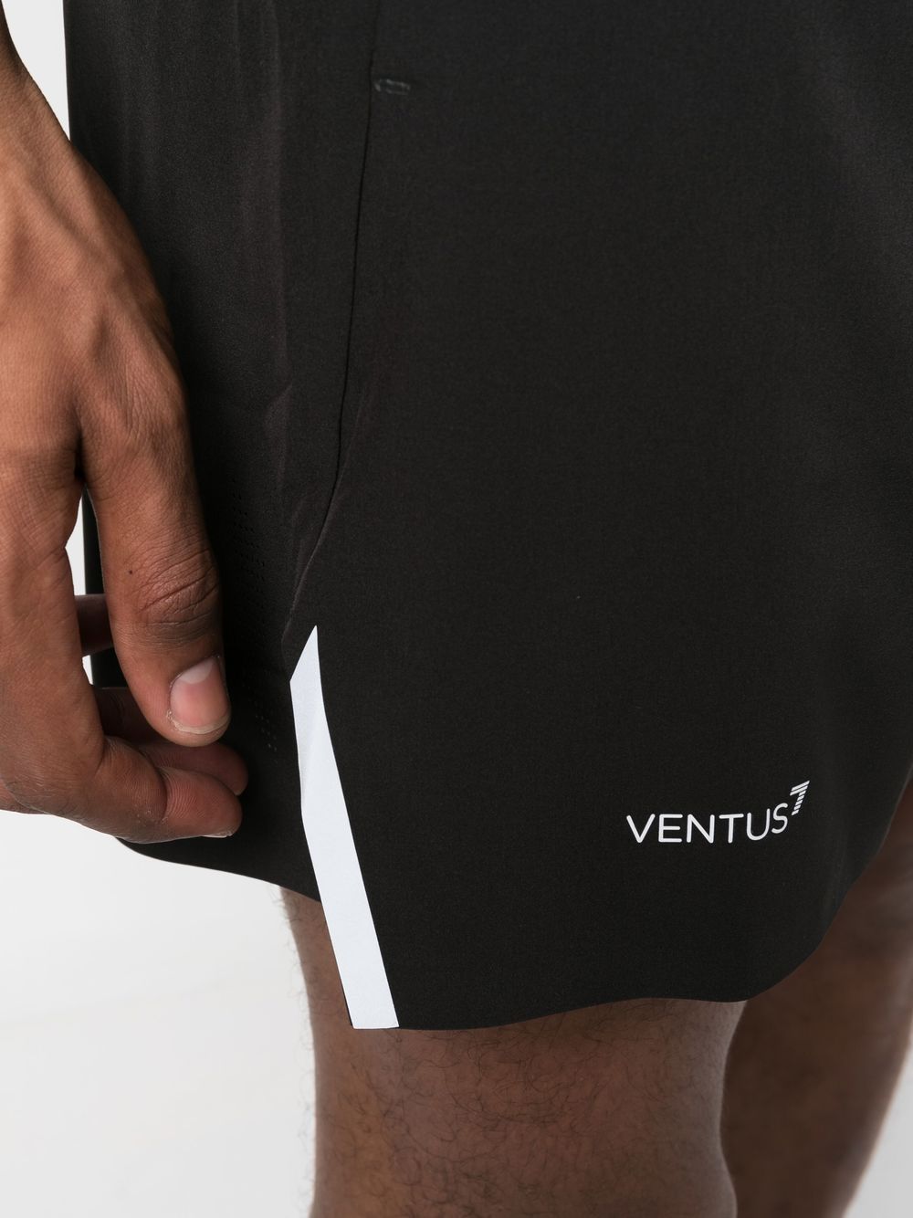 EA7 Black Stretch Shorts with Logo Detail image 4