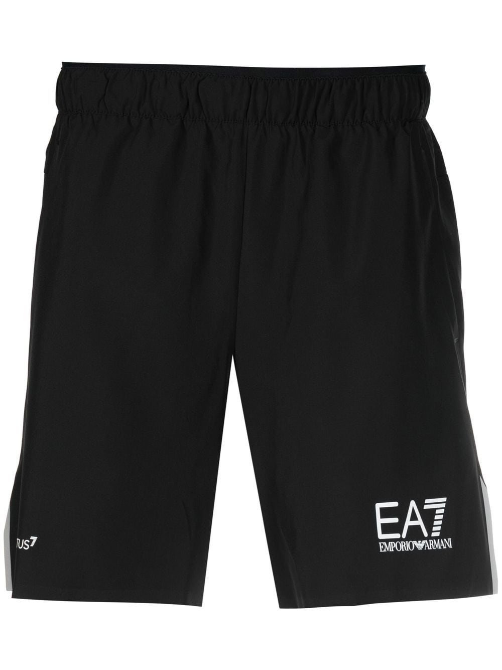 EA7 Black Stretch Shorts with Logo Detail image 0