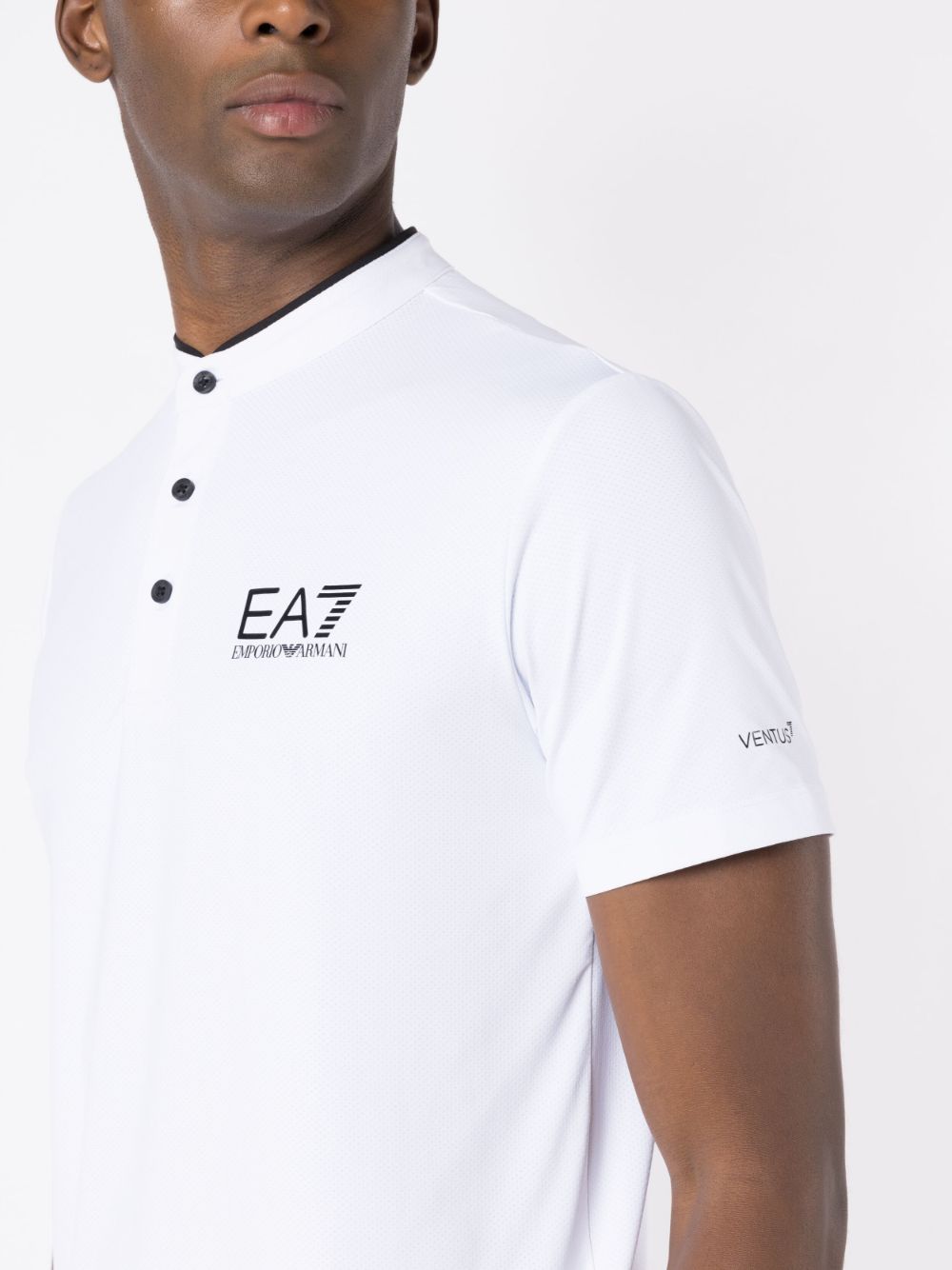 EA7 Men's White T-Shirt with Logo Detail image 3