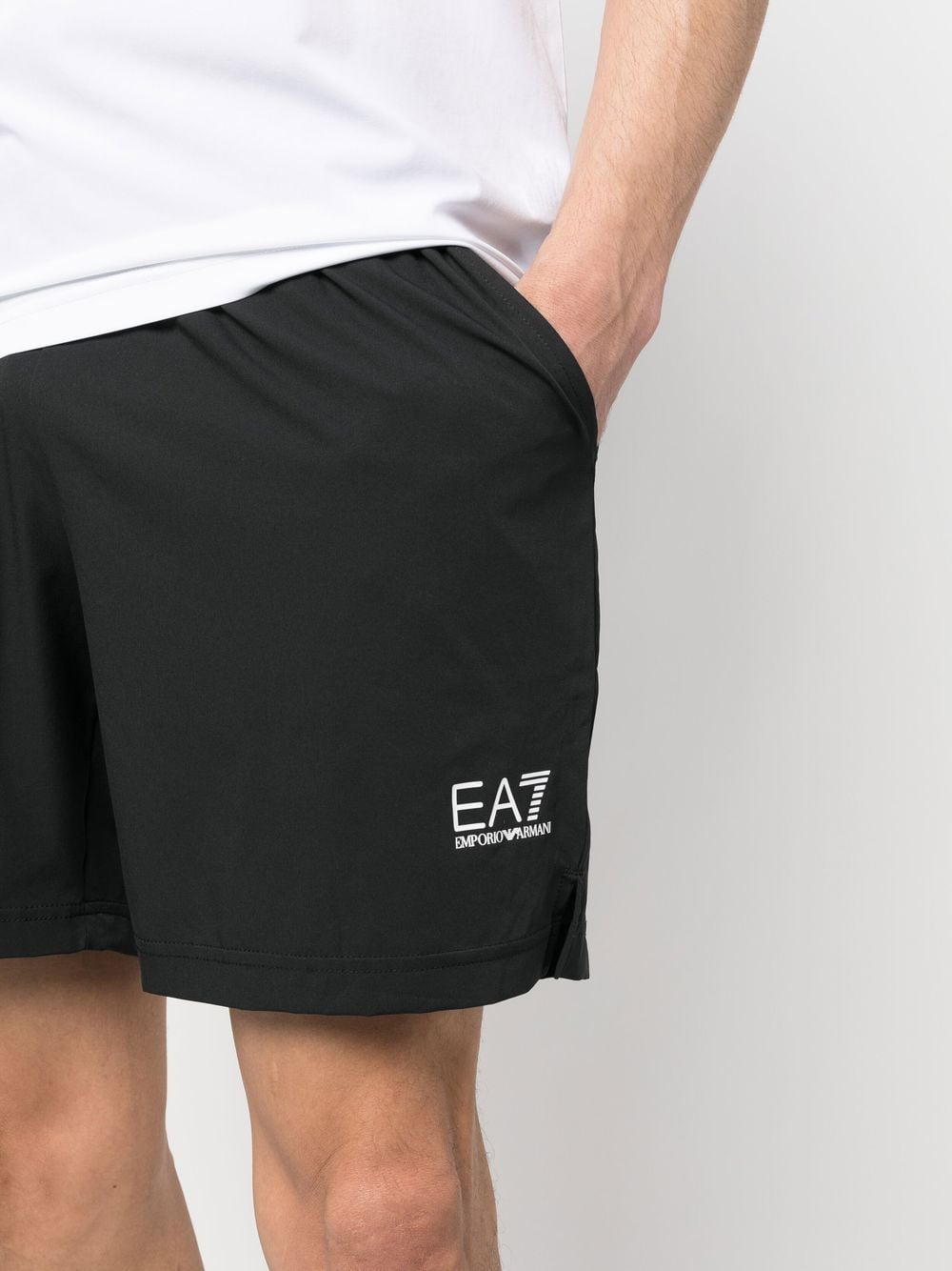 EA7 White Logo Crew Neck Short Sleeve Sweater image 2