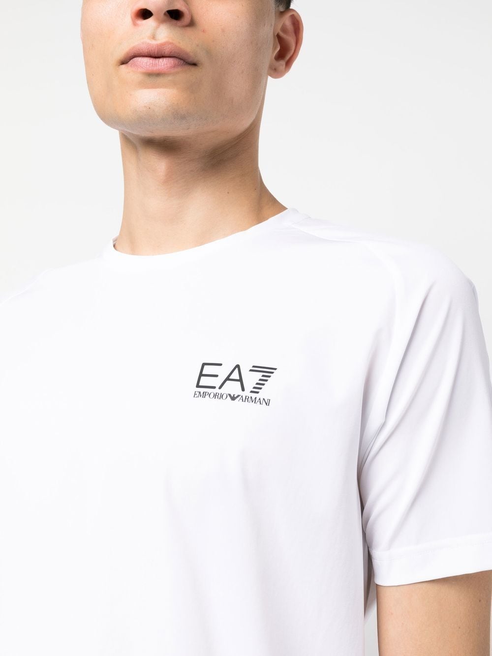 EA7 White Logo Crew Neck Short Sleeve Sweater image 3