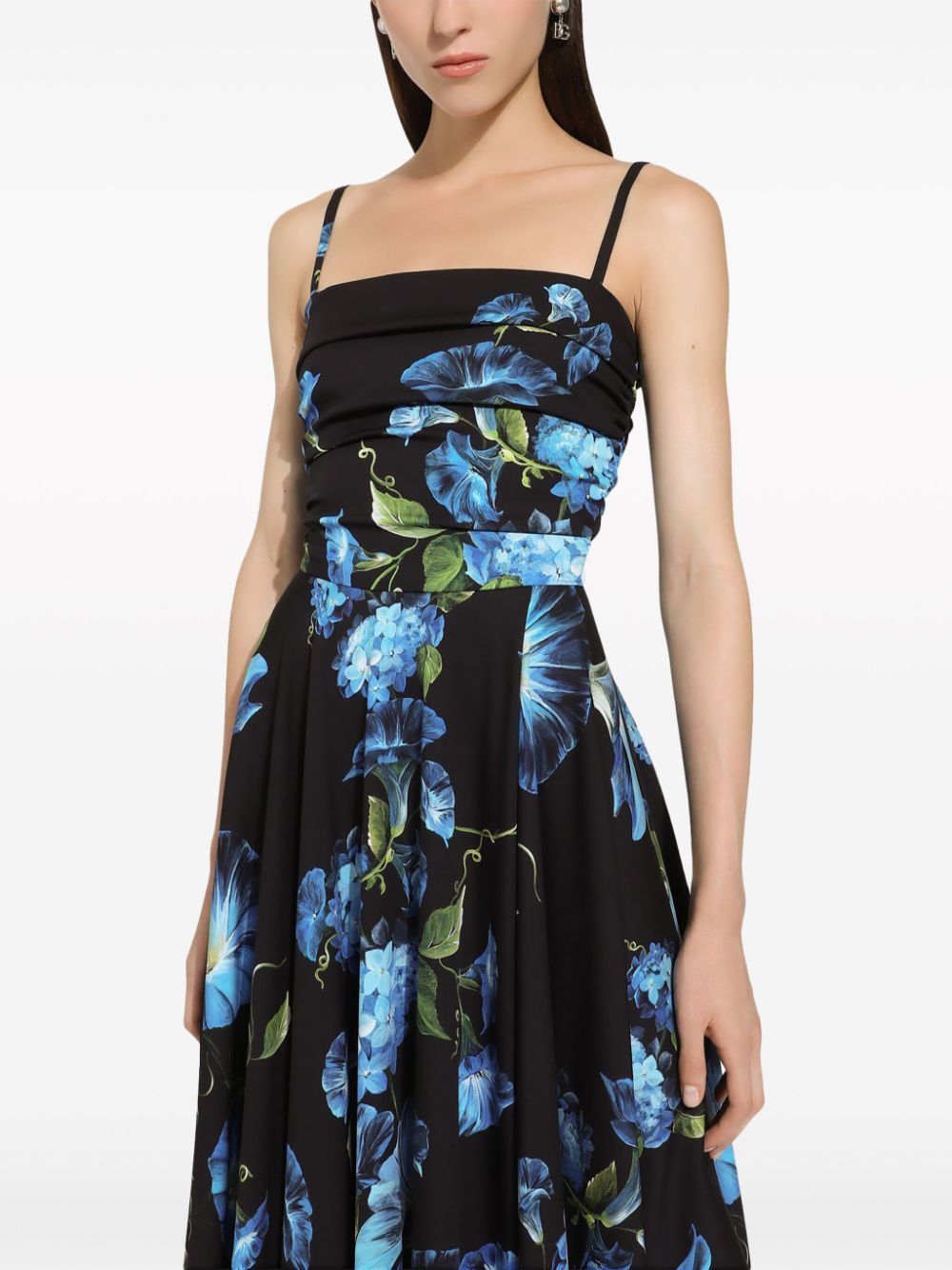 Dolce & Gabbana Floral Print Square Neck Fitted Midi Dress image 1