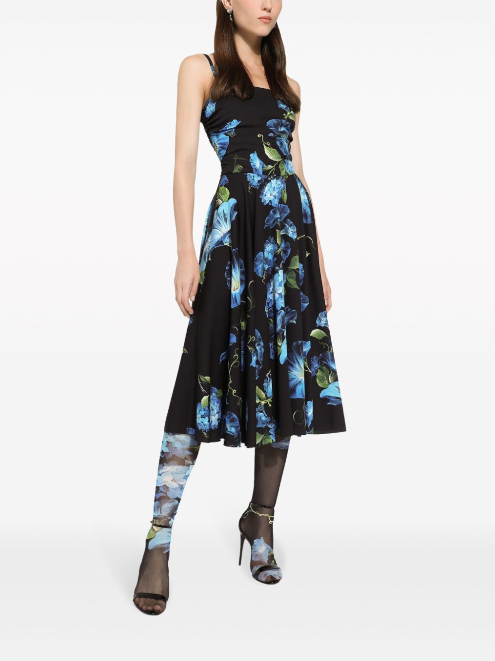 Dolce & Gabbana Floral Print Square Neck Fitted Midi Dress image 3