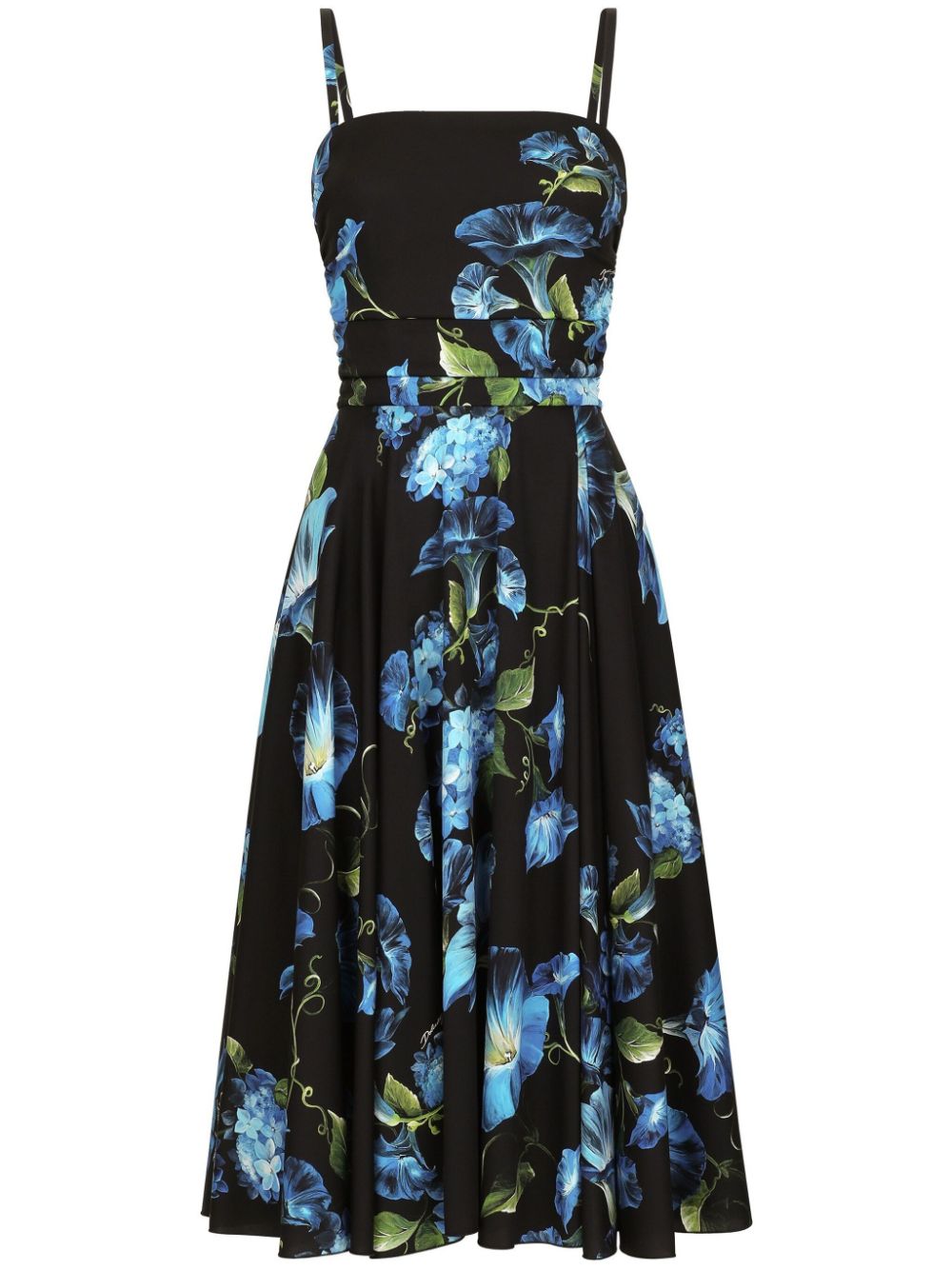 Dolce & Gabbana Floral Print Square Neck Fitted Midi Dress image 0