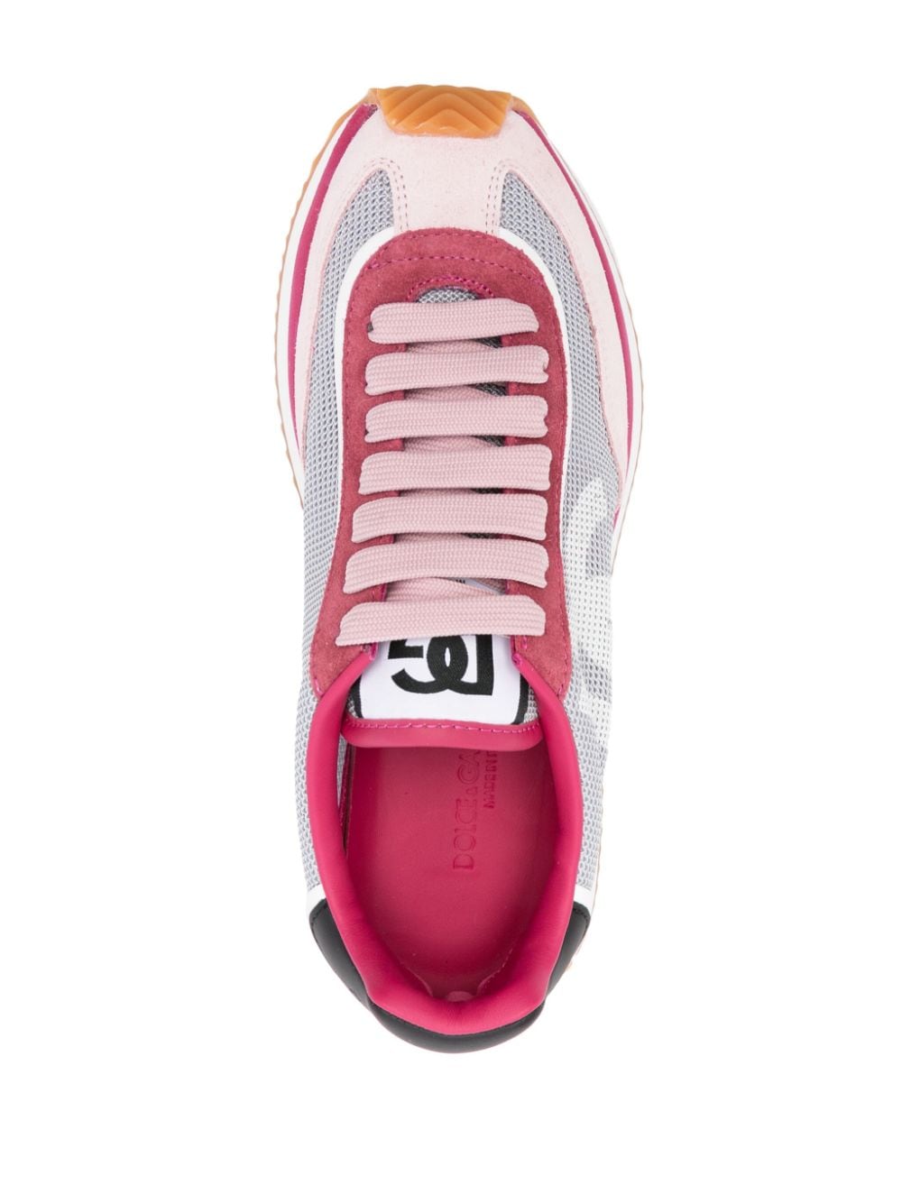 Dolce & Gabbana Pink Panelled Suede and Mesh Sneakers image 1