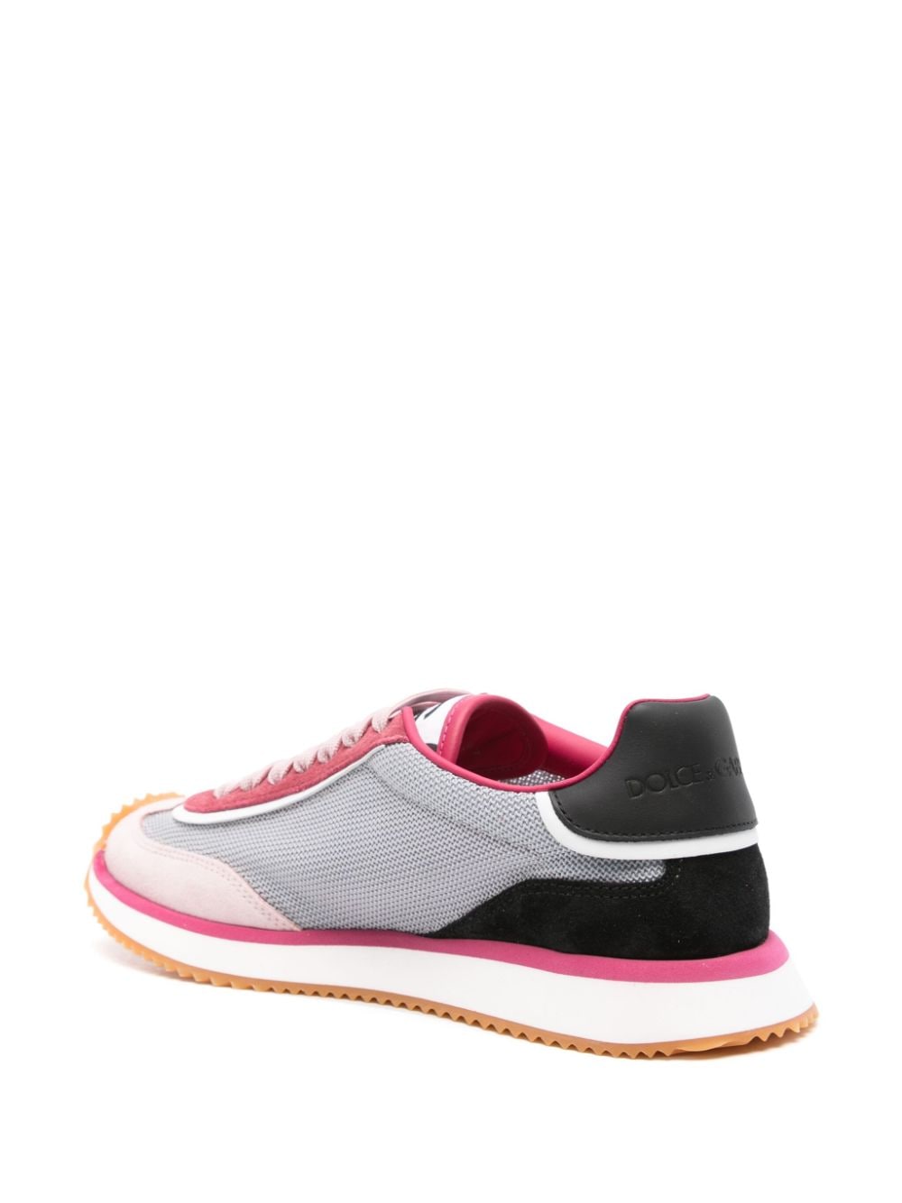 Dolce & Gabbana Pink Panelled Suede and Mesh Sneakers image 2