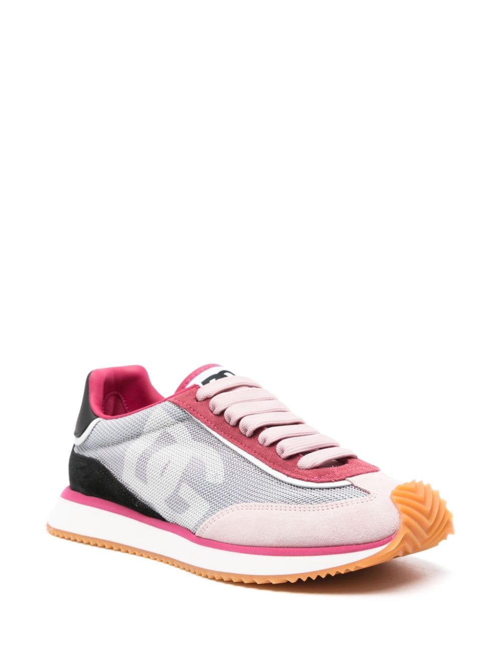 Dolce & Gabbana Pink Panelled Suede and Mesh Sneakers image 3