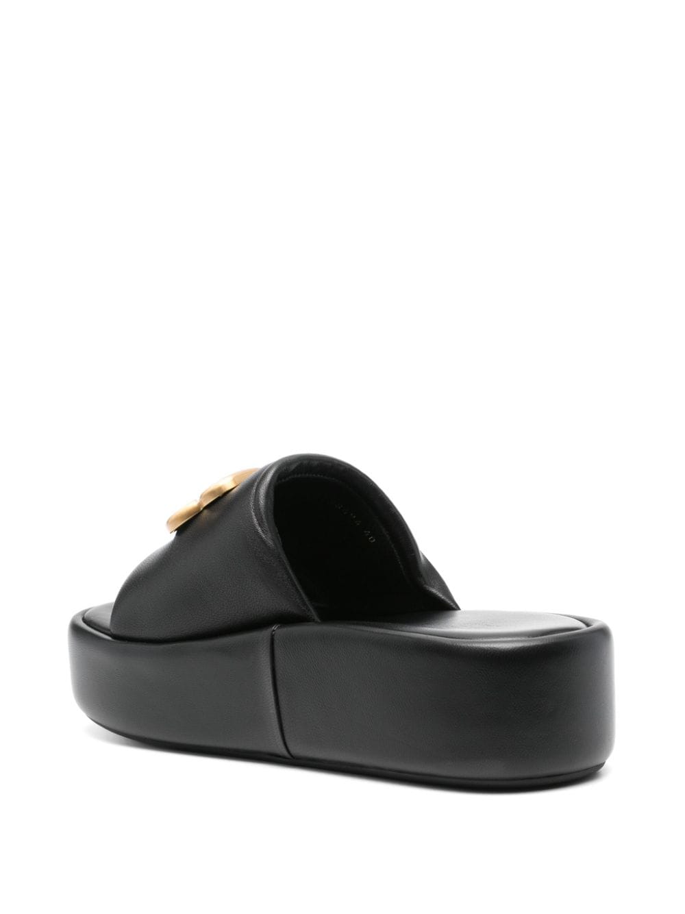 Balenciaga Black Leather Platform Sandals with Gold-Tone Logo image 2