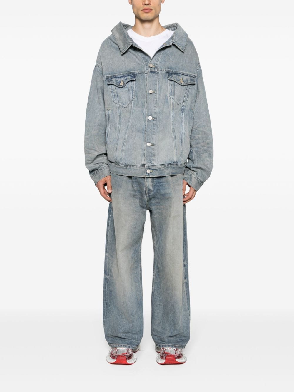 Balenciaga Blue Denim Oversized Coat image 3