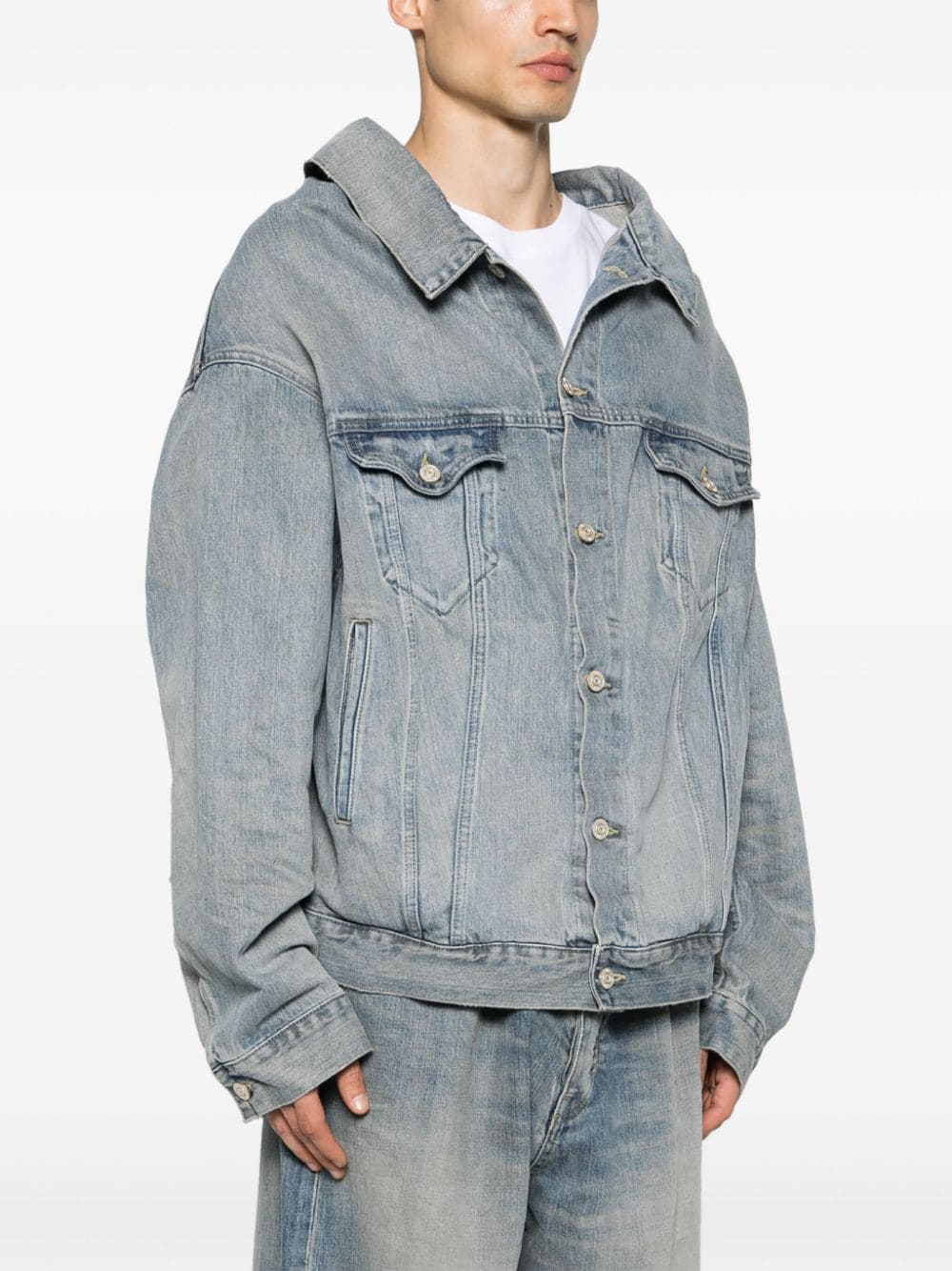 Balenciaga Blue Denim Oversized Coat image 4