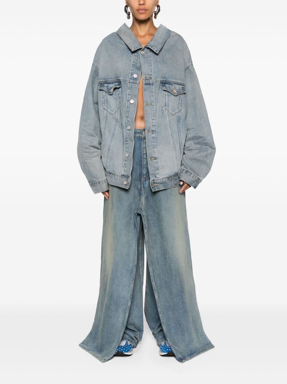 Balenciaga Blue Denim Oversized Coat image 5