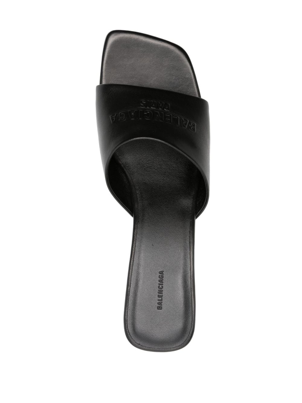 Balenciaga Square Toe Leather Block Heel Sandals - Black image 1