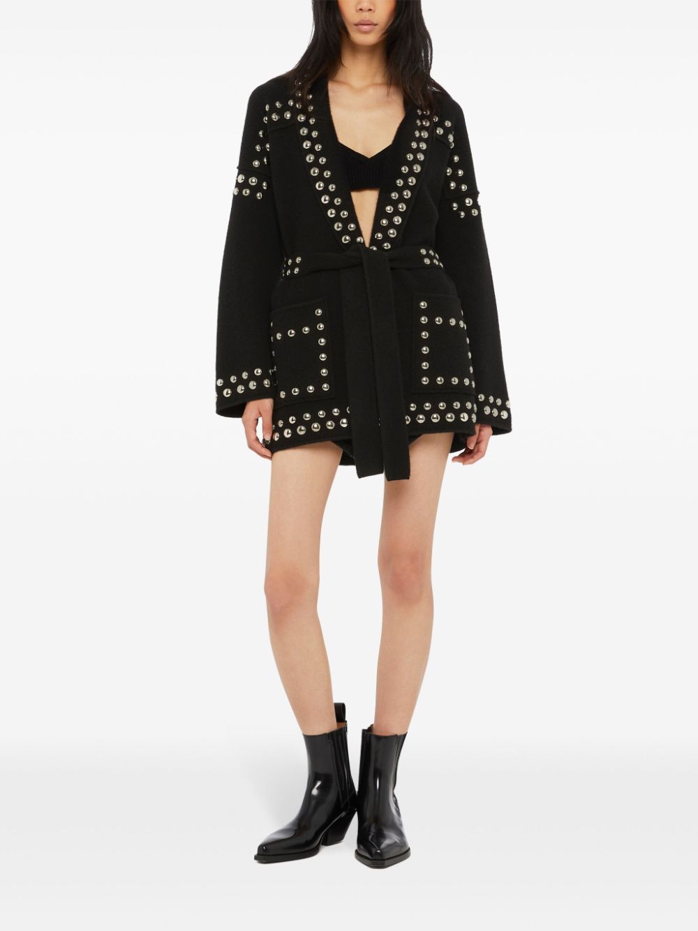 Alanui Black Virgin Wool Stud-Embellished Sweater image 1