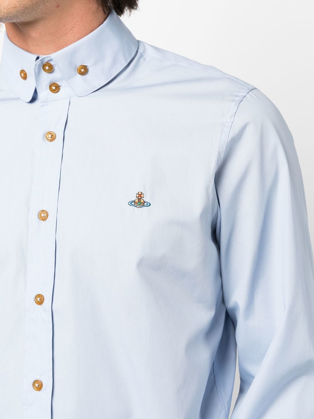 Vivienne Westwood Organic Cotton Orb Logo Embroidered Shirt - Light Blue image 1