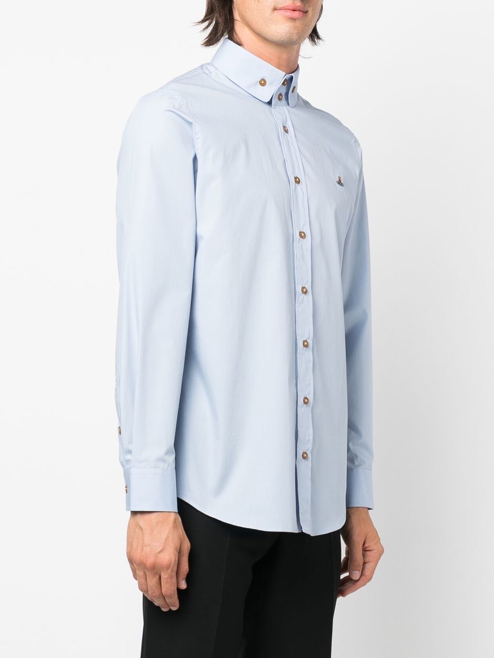 Vivienne Westwood Organic Cotton Orb Logo Embroidered Shirt - Light Blue image 2