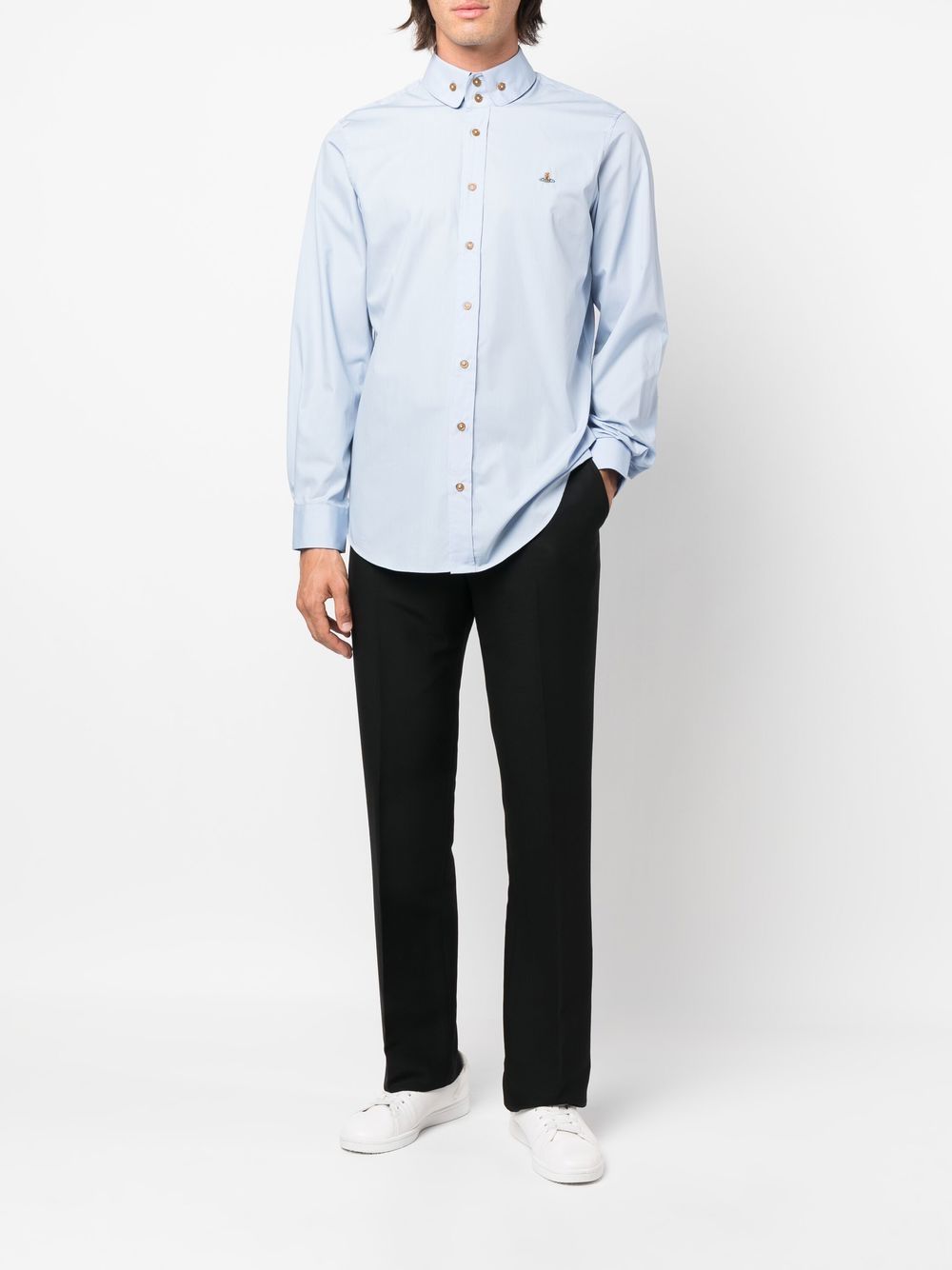 Vivienne Westwood Organic Cotton Orb Logo Embroidered Shirt - Light Blue image 3