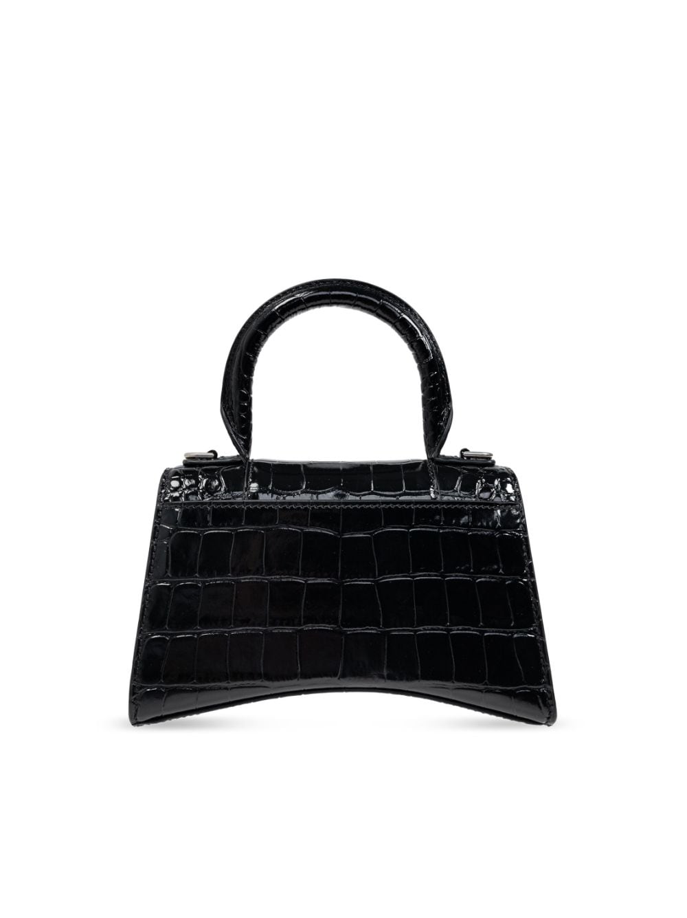 Balenciaga Black Calfskin Croc-Embossed Patent Leather Top Handle Bag image 5